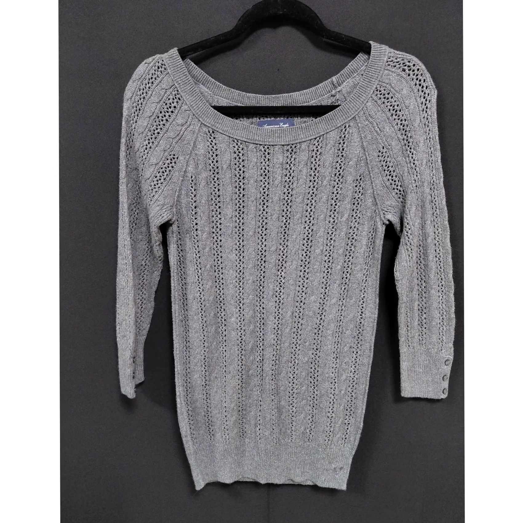 American Eagle Outfitters American Eagle Outfitters Sweater Womens S/P Gray Wool Knit Solid Sleeve Women Size Size S / US 4 / IT 40 - 2 Thumbnail