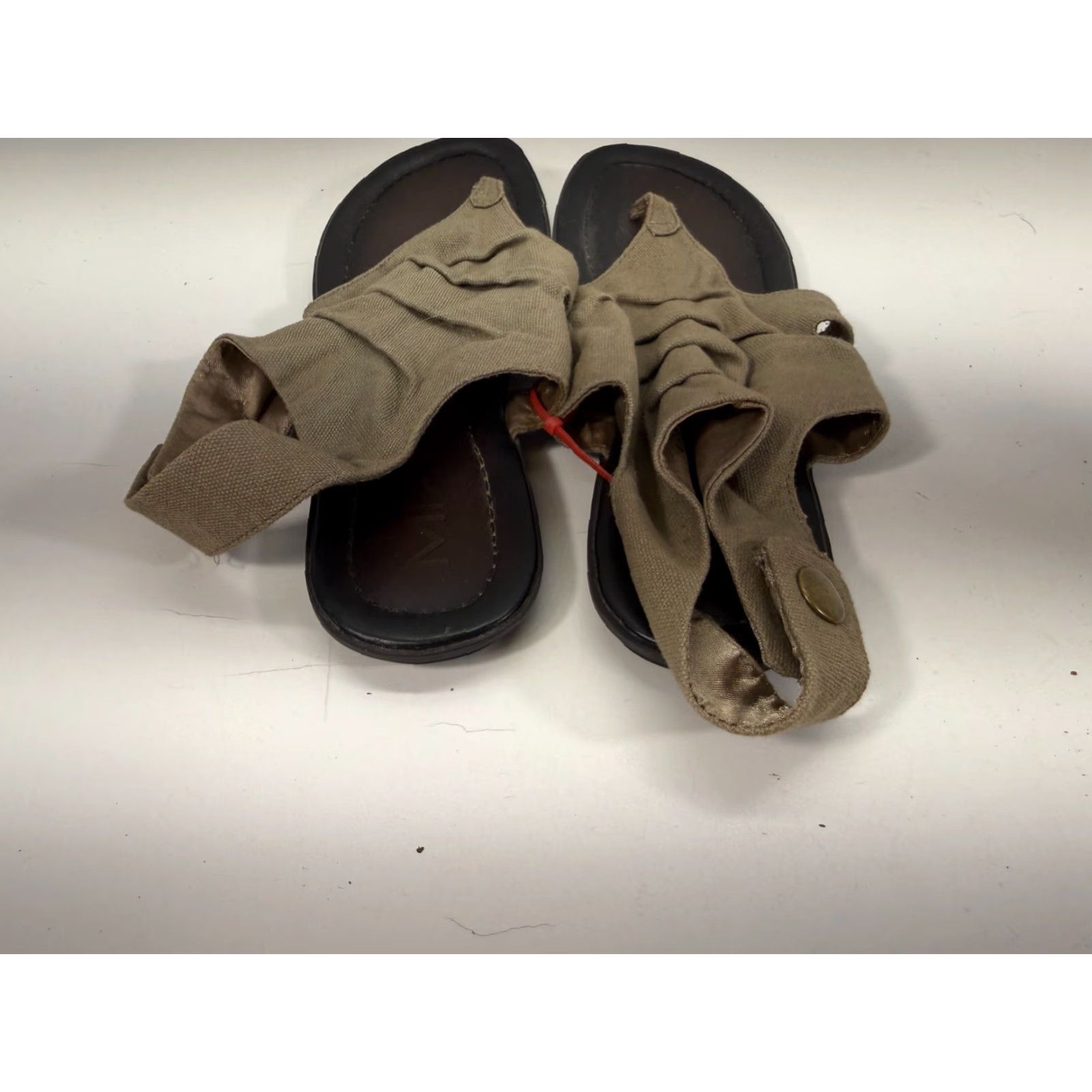 Vintage Mia Mila Thong Sandals Womens 8.5 M Khaki Green Canvas Beach Comfort Sandal Flip Flop Casual Travel Size US 9 / IT 39 - 6 Thumbnail