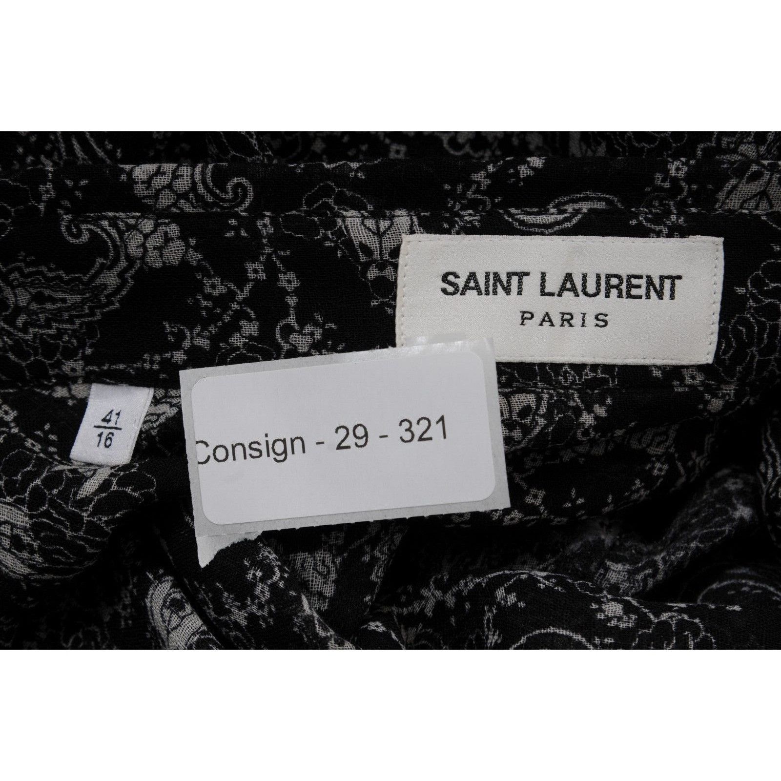 Saint Laurent Paris Paisley Button Down Shirt Size 41 / 16 Black Wool Size US M / EU 48-50 / 2 - 8 Thumbnail