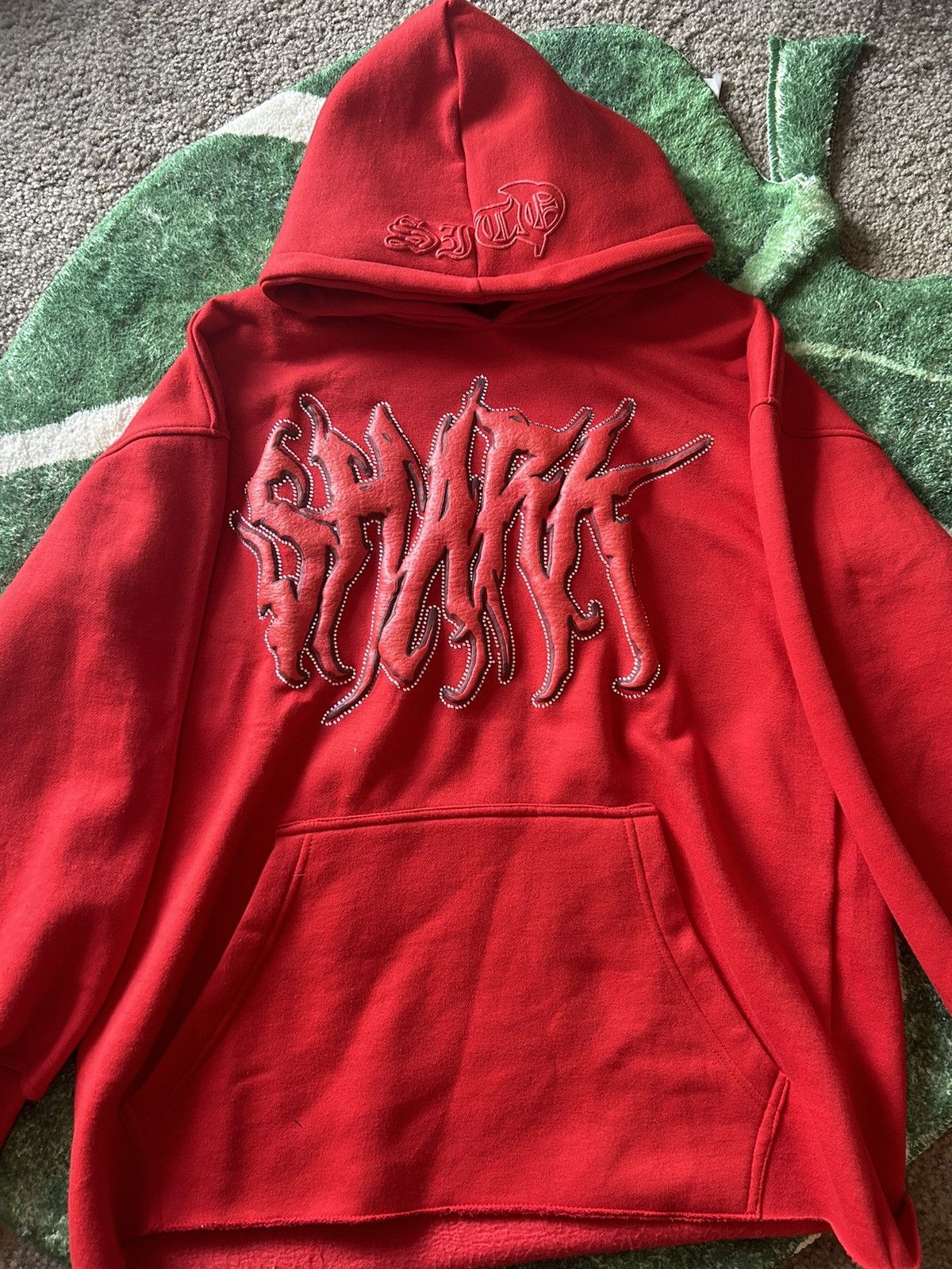 Image of Vintage Sito “Shark” Red Pullover Hoodie, Men's (Size Small)