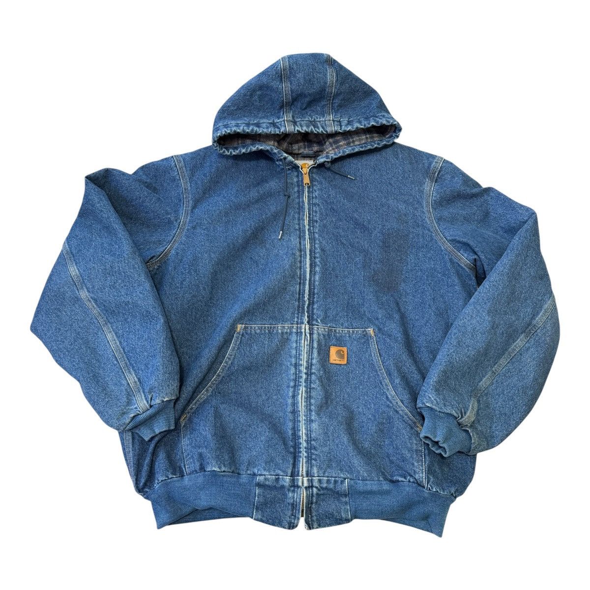 Carhartt VTG Y2K Carhartt Denim Hooded Blanket Lined Active Jacket Size US XL / EU 56 / 4 - 1 Thumbnail