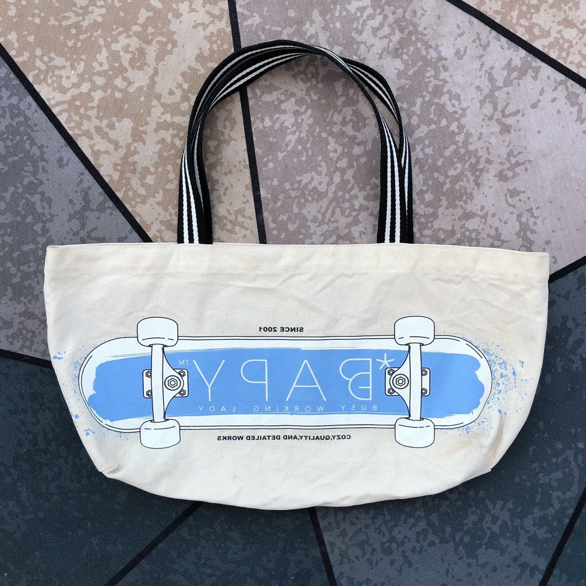 Bape BAPY by *A BATHING APE®️Canvas Tote Bag Blue Skateboard Print Size ONE SIZE - 5 Thumbnail