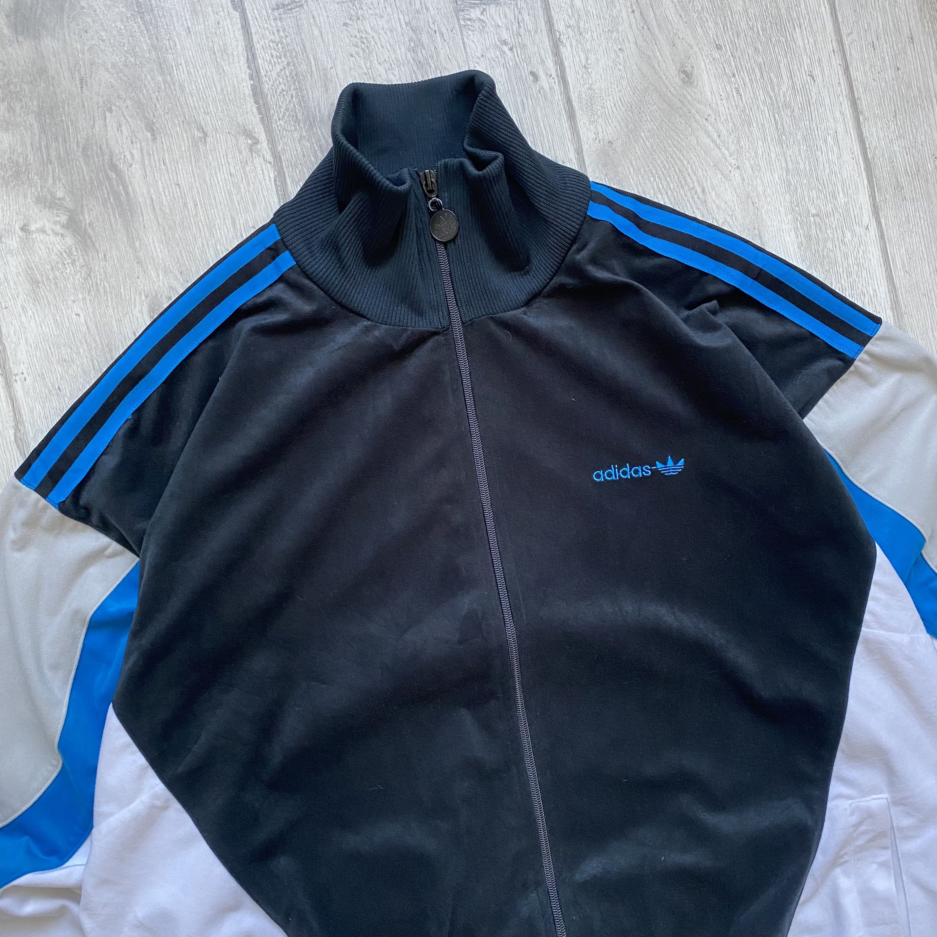 Adidas 🦏 Vintage 90s Adidas Track top jacket Velour Firebird Zip Size US L / EU 52-54 / 3 - 3 Thumbnail
