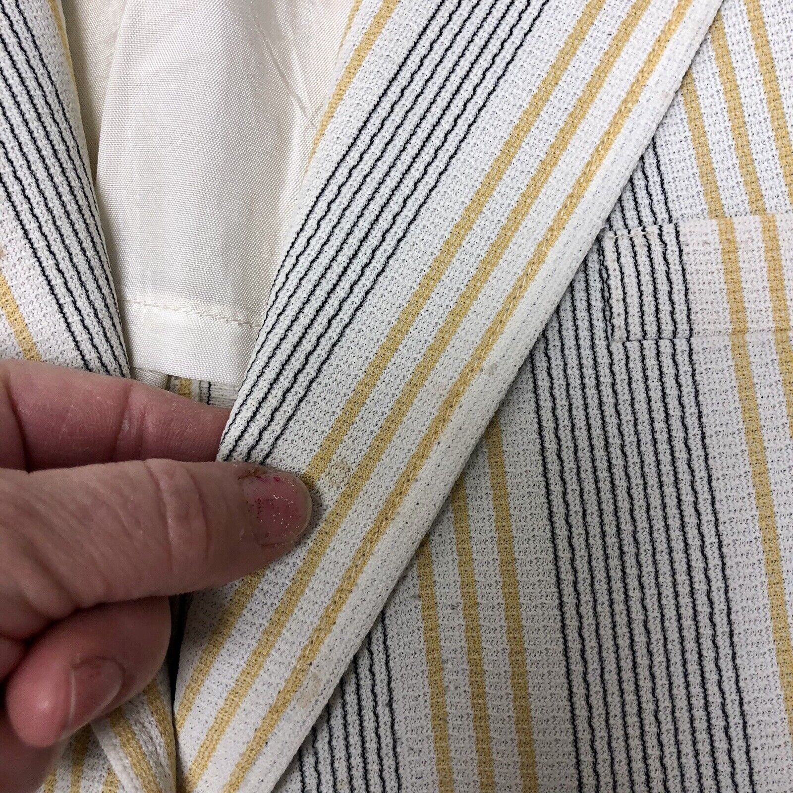 Other Vtg Harmony White Yellow Sport Coat TEXTURED STRIPE Jacket Size 42S - 7 Thumbnail