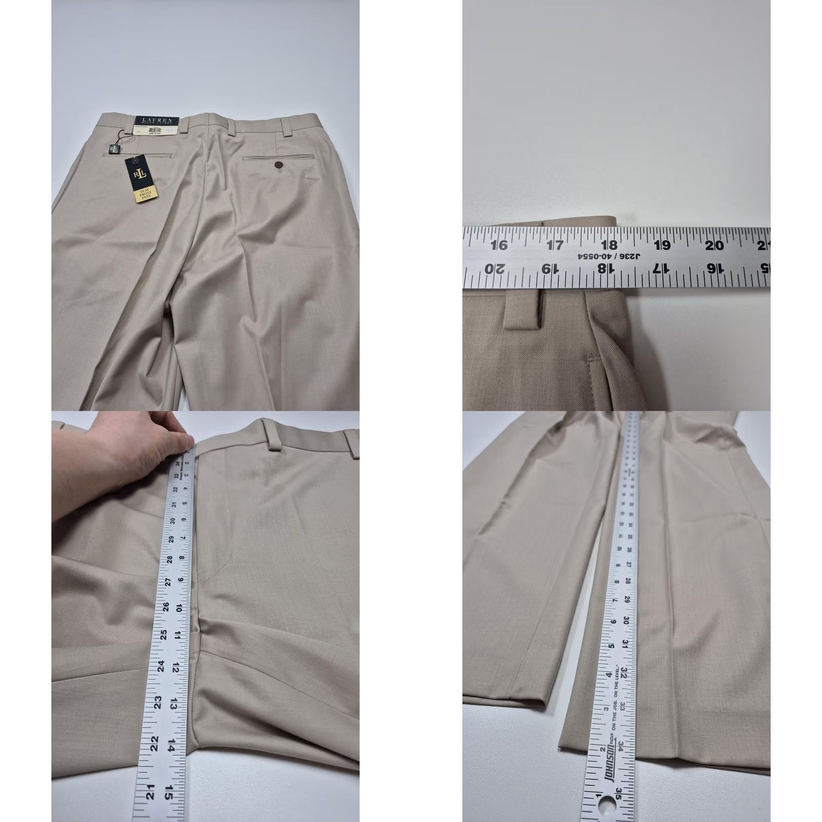 Ralph Lauren Lauren Ralph Lauren Dress Pants Mens 36x34 Beige Flat Front NWT Polyester Rayon Slant Pockets Size US 36 / EU 52 - 8 Thumbnail