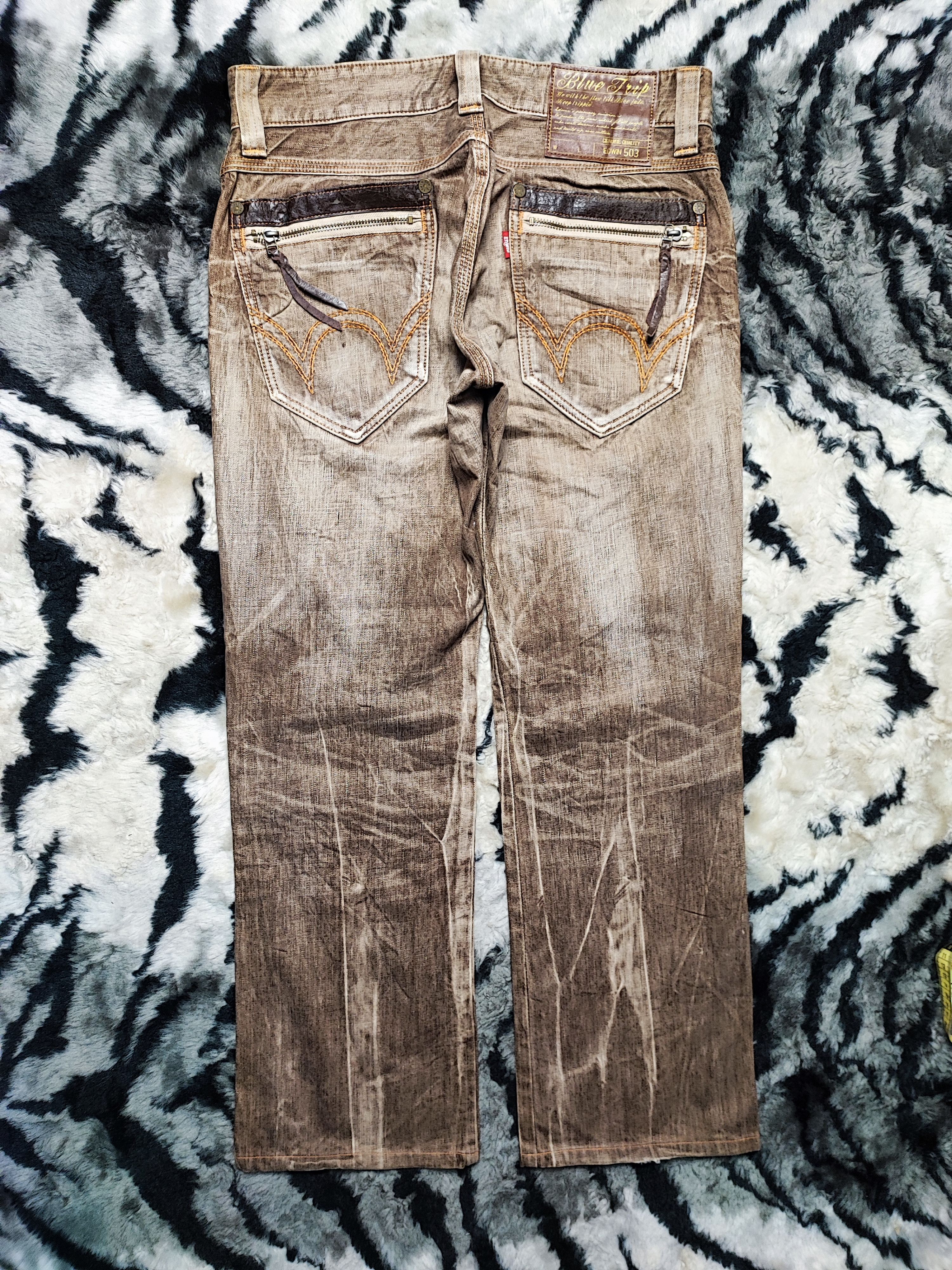Kapital Vintage Edwin 503 Blue Trip Distressed Rusty Mud Jeans 36 Size US 34 / EU 50 - 10 Thumbnail