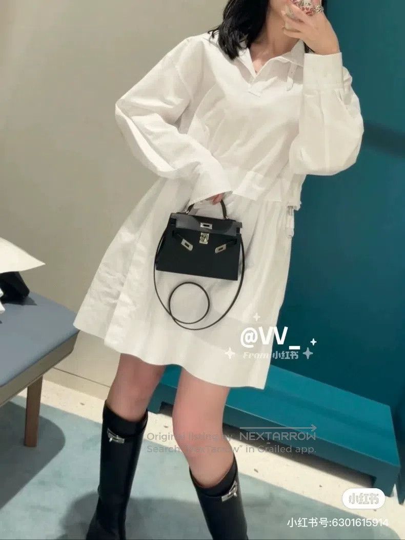 Hermes Hermes White pleated long sleeve shirt dress Size XS / US 0-2 / IT 36-38 - 6 Thumbnail