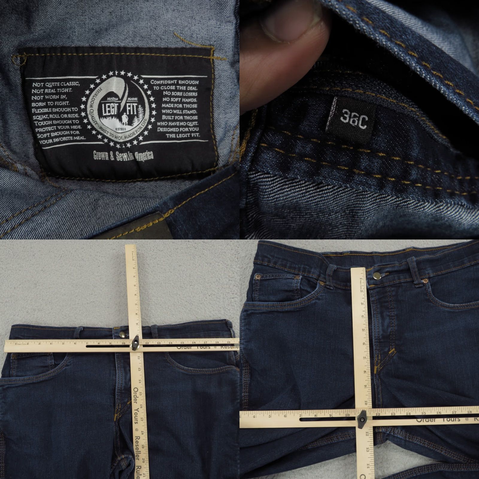 Vintage Origin Maine Jeans Men 38x30 Straight Delta Flex Blue Denim Work Jeans Size US 38 / EU 54 - 8 Thumbnail