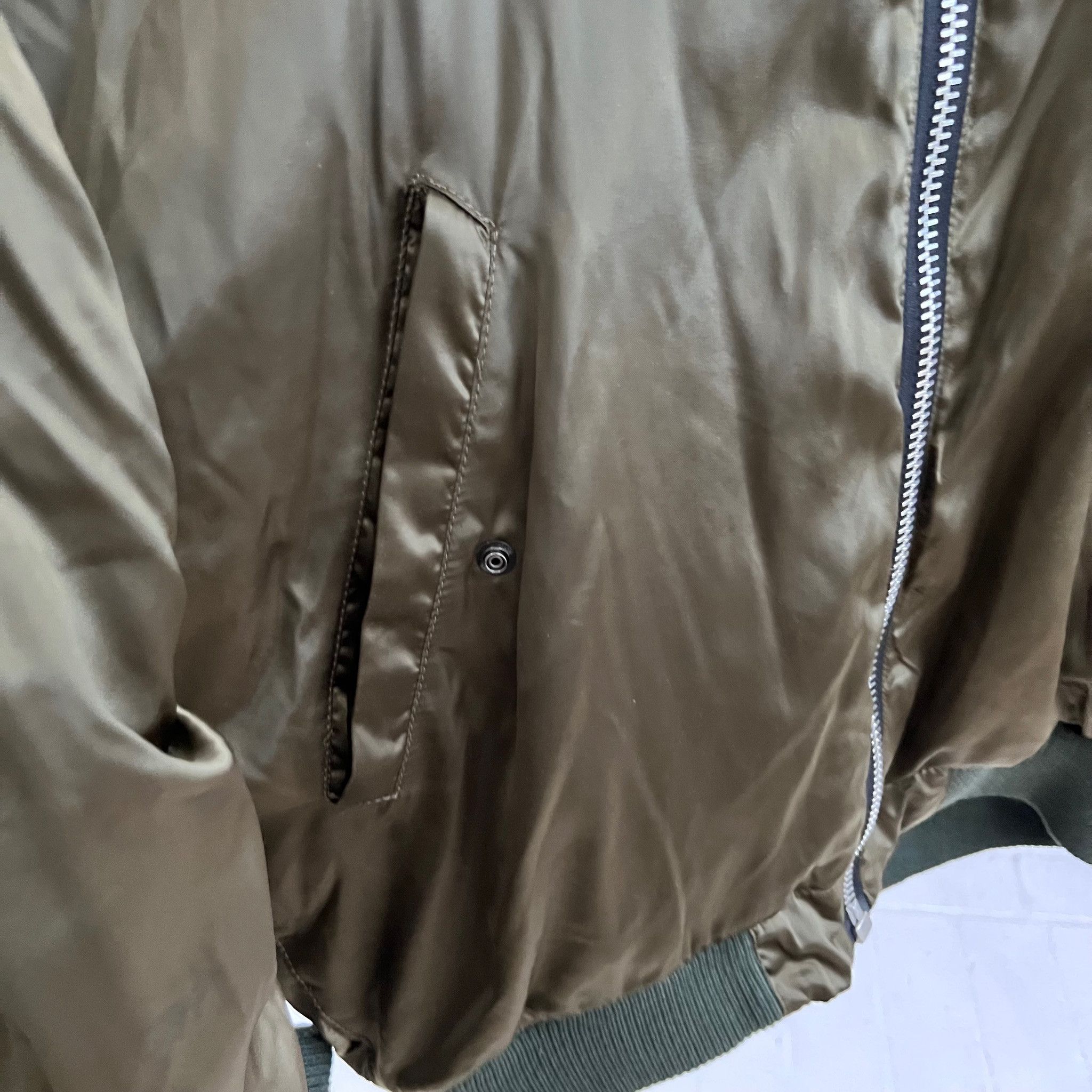 Represent Puffy Satin Olive Bomber Jacket