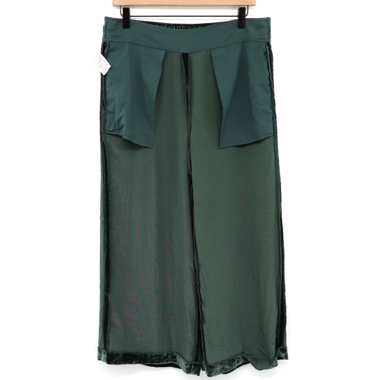 Madewell Madewell Green Velvet Pull On Crop High Rise Wide-Leg Pants L Womens (Inseam 23") Size ONE SIZE - 3 Thumbnail