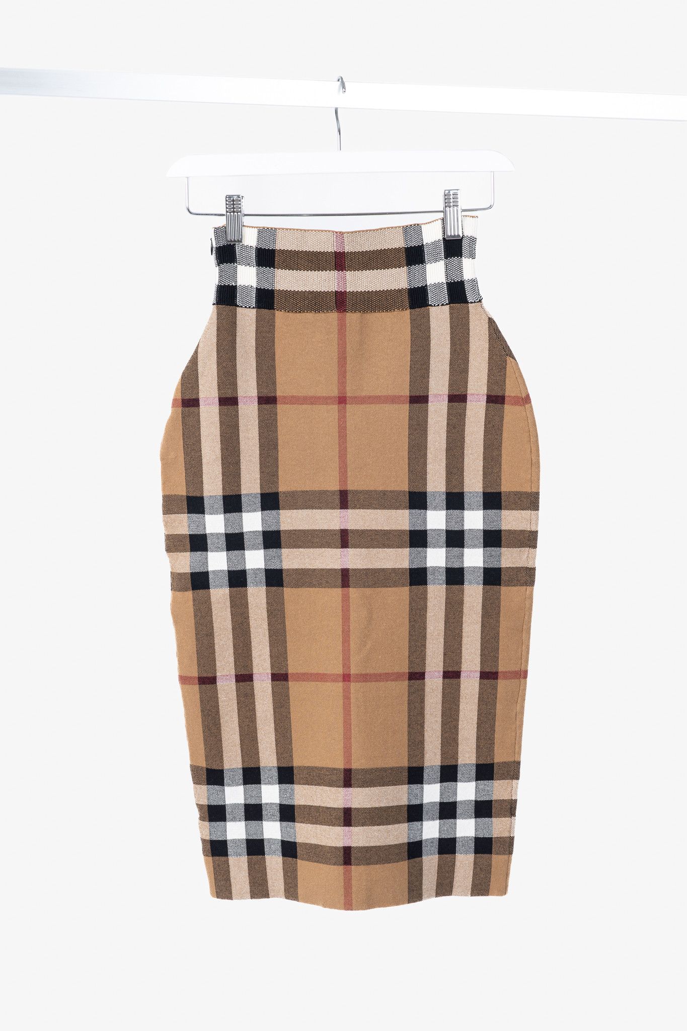 Burberry Burberry Kammie Birch Brown Check Knit Pencil Skirt Size 26" / US 2 / IT 38 - 2 Thumbnail