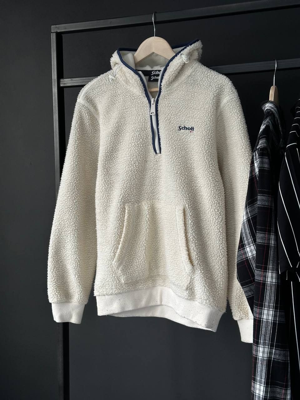 Schott × Vintage Vintage 90s Schott Fleece Sherpa Hoodie Streetwear Size US M / EU 48-50 / 2 - 2 Thumbnail