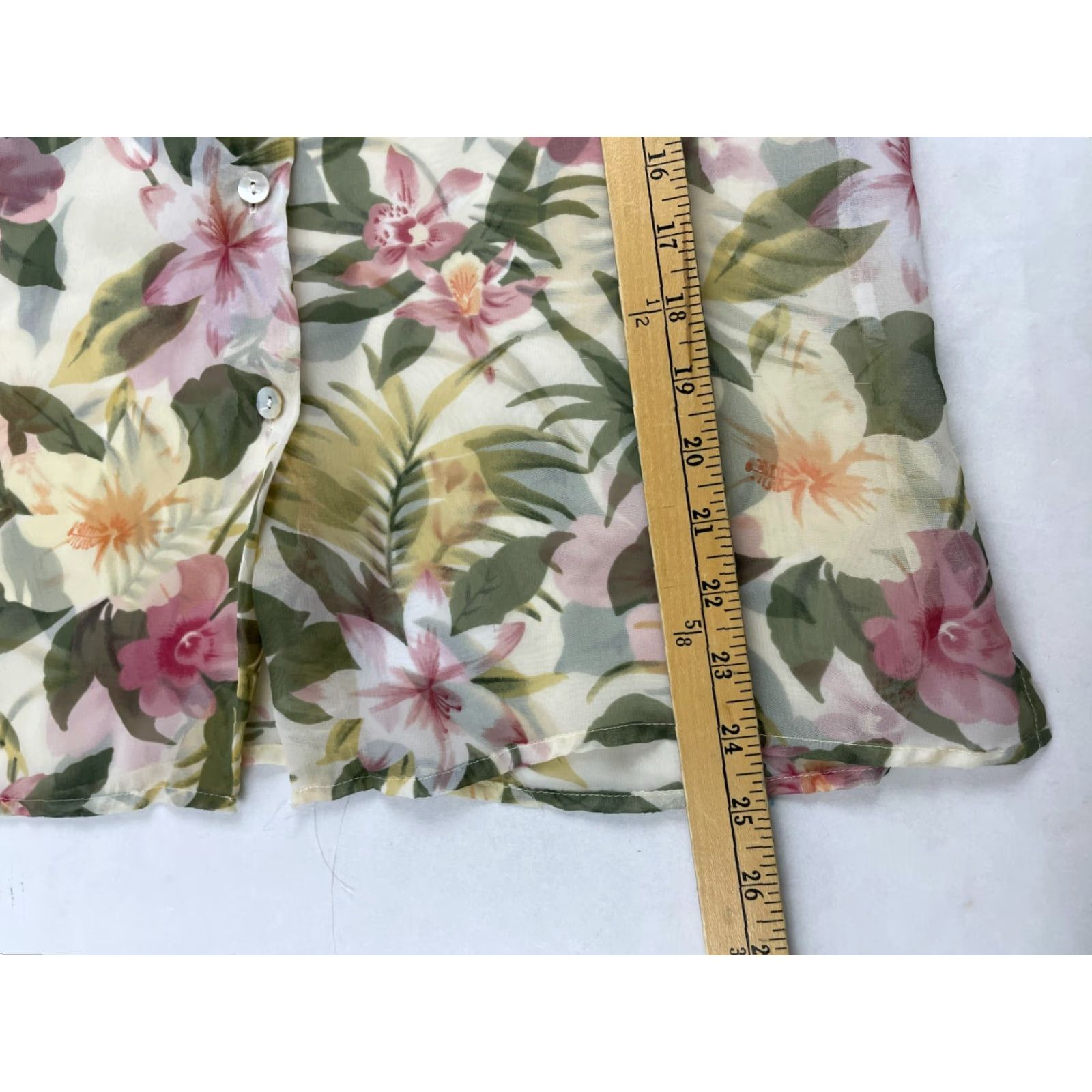 Vintage Apparenza Shirt Women's Small Cream Tropical Floral Button-Up Semi-Sheer Size S / US 4 / IT 40 - 5 Thumbnail