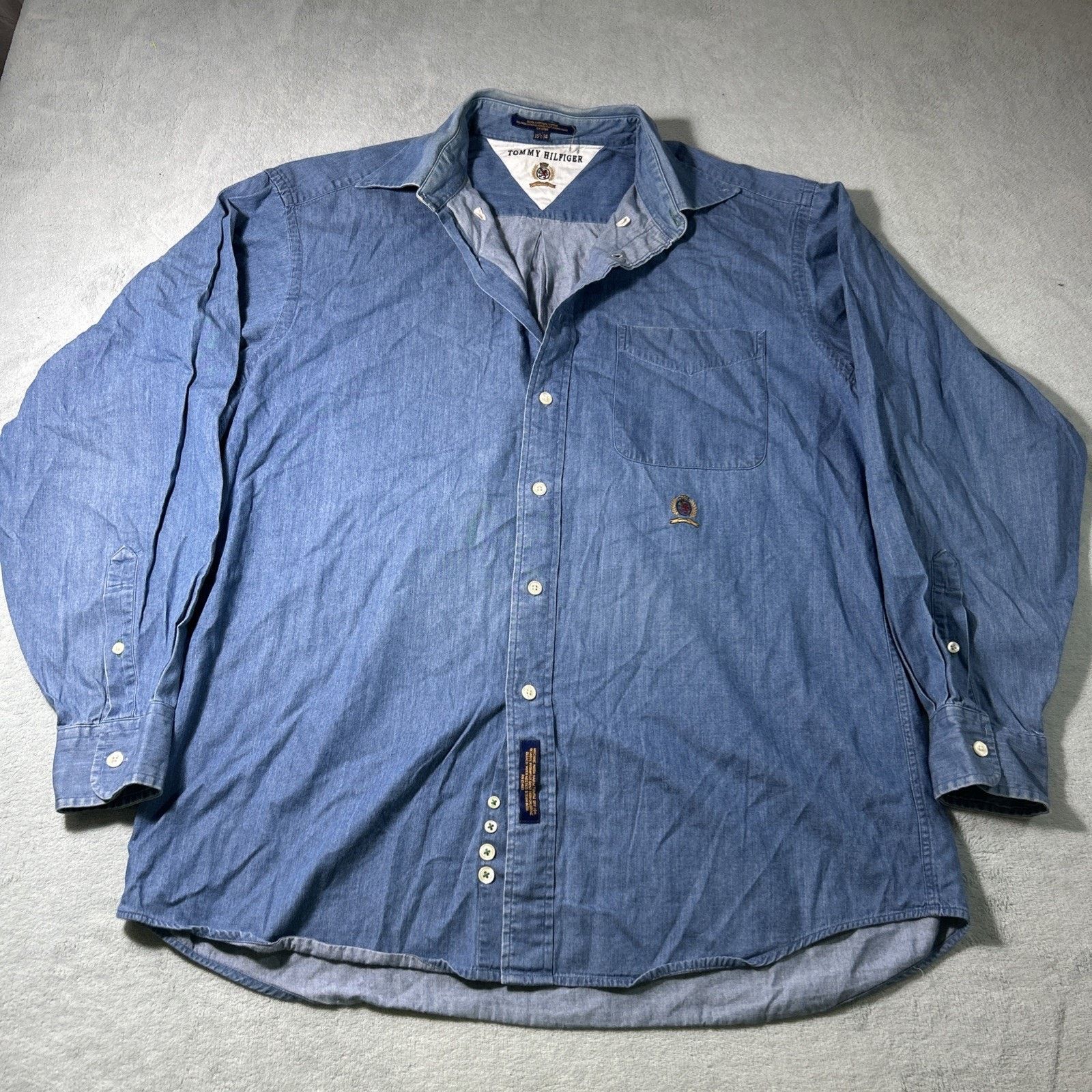 Tommy Hilfiger Tommy Hilfiger Denim Button Up Shirt Large 15.5 34 Cotton Size US L / EU 52-54 / 3 - 3 Thumbnail