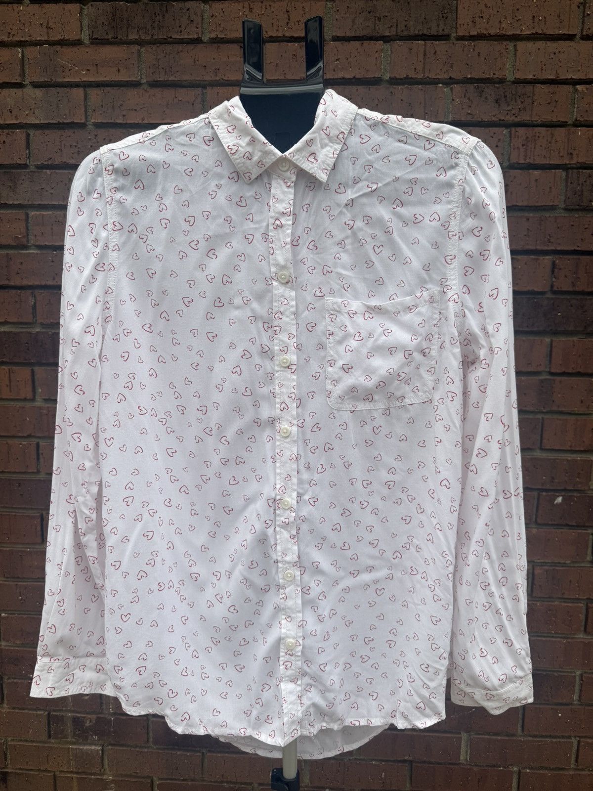 Other Beach Lunch Lounge Button Up Shirt Top White Red Heart Size M / US 6-8 / IT 42-44 - 8 Thumbnail