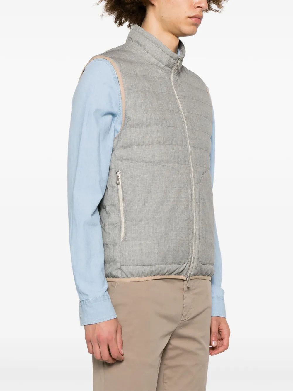 Brunello Cucinelli o1gr1nt0525 Padded Wool Gilet in Pearl Grey Size US XXL / EU 58 / 5 - 2 Thumbnail
