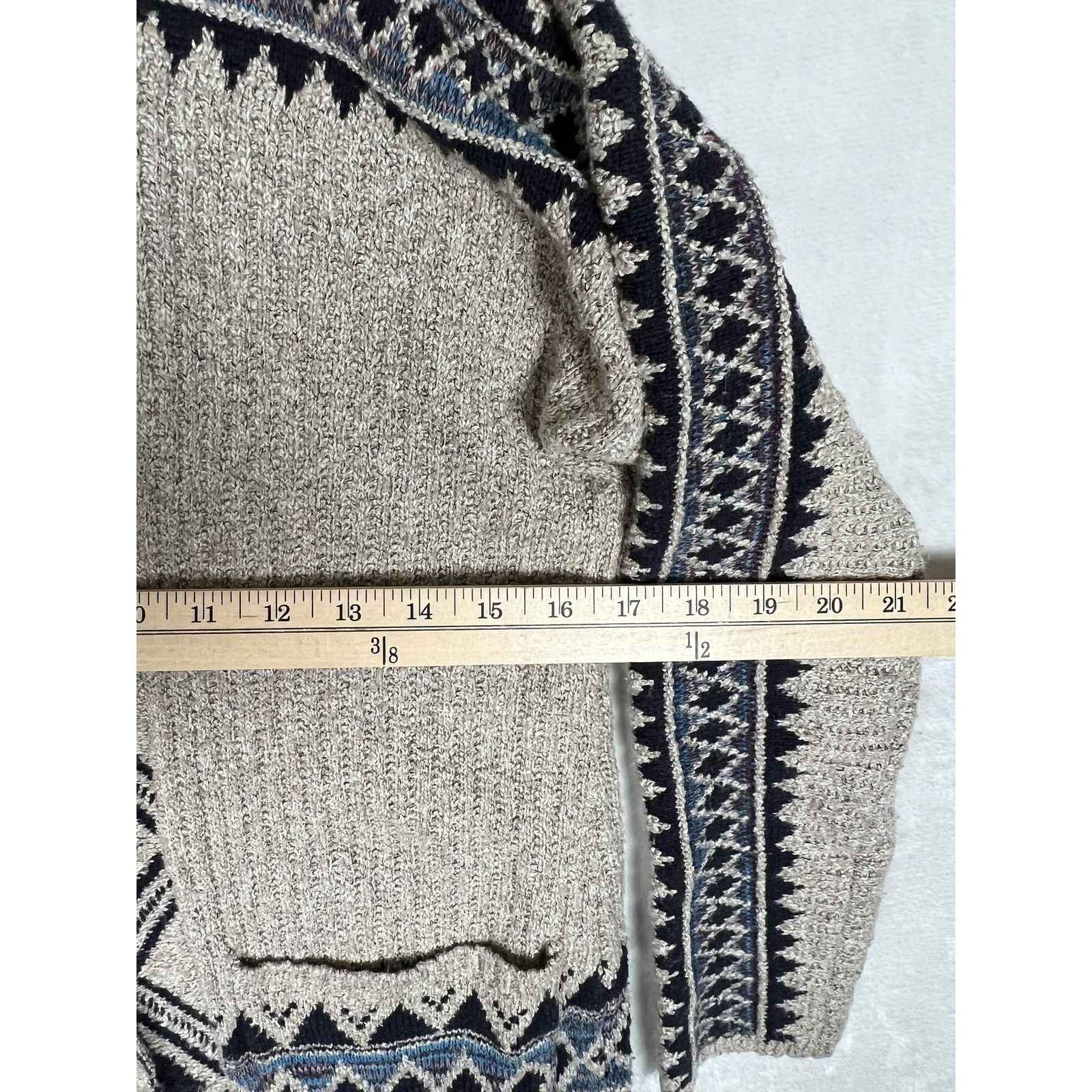 Lucky Brand Lucky Brand Sweater Womens XS/S Beige Blue Open Front Cardig Size XS / US 0-2 / IT 36-38 - 6 Thumbnail