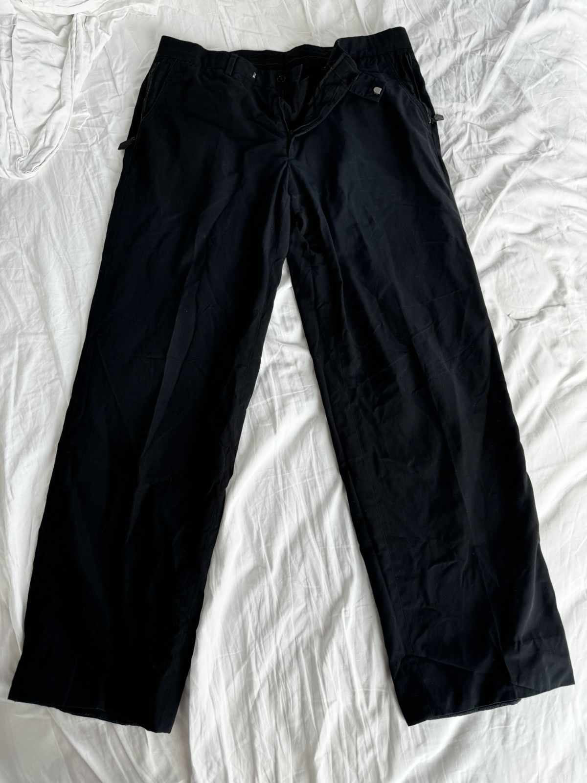 Hermes Hermes black linen cotton pants with leather detailing Size US 31 - 7 Thumbnail