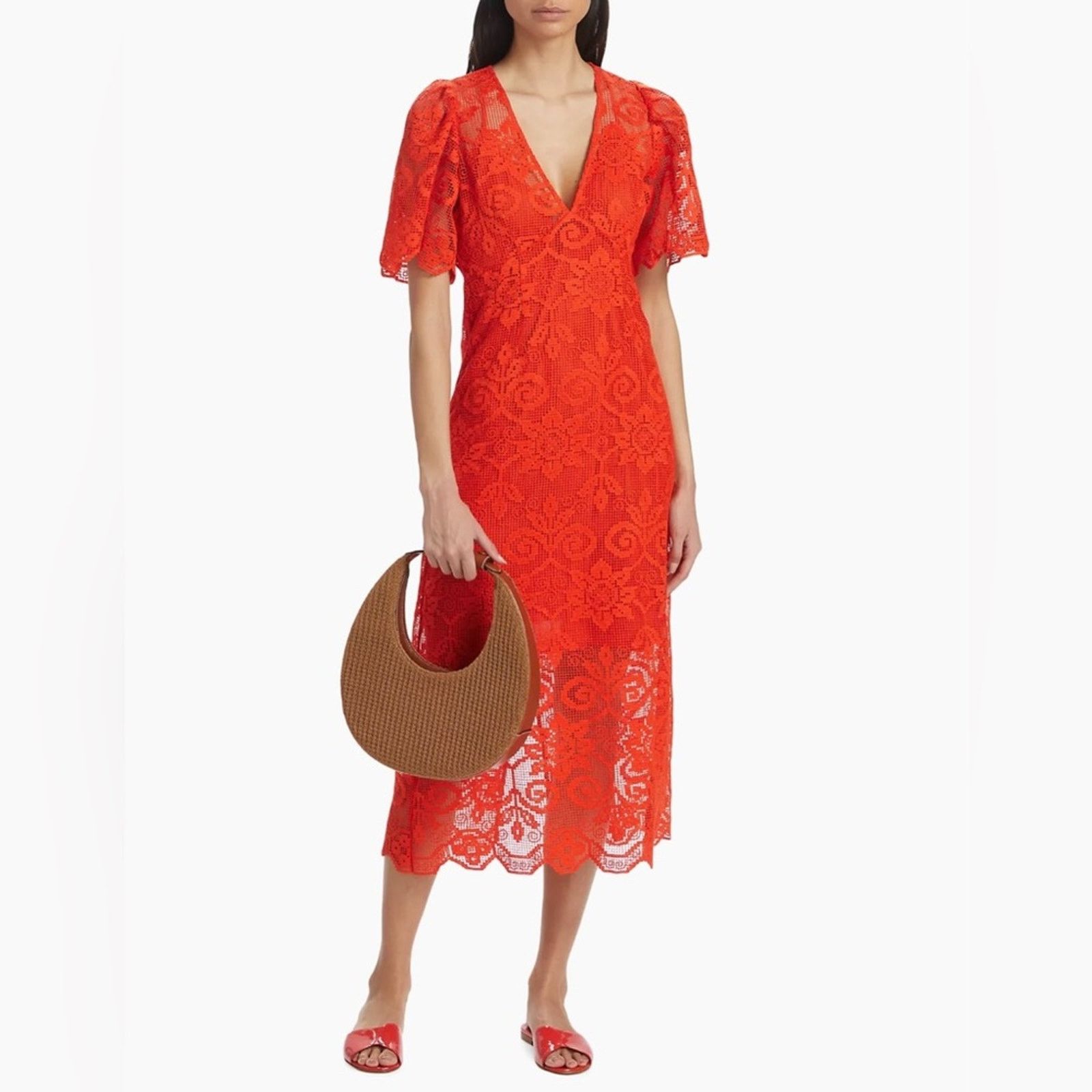 RHODE NWT Rhode Eda Red Lace Dress size 8 Size M / US 6-8 / IT 42-44 - 2 Thumbnail