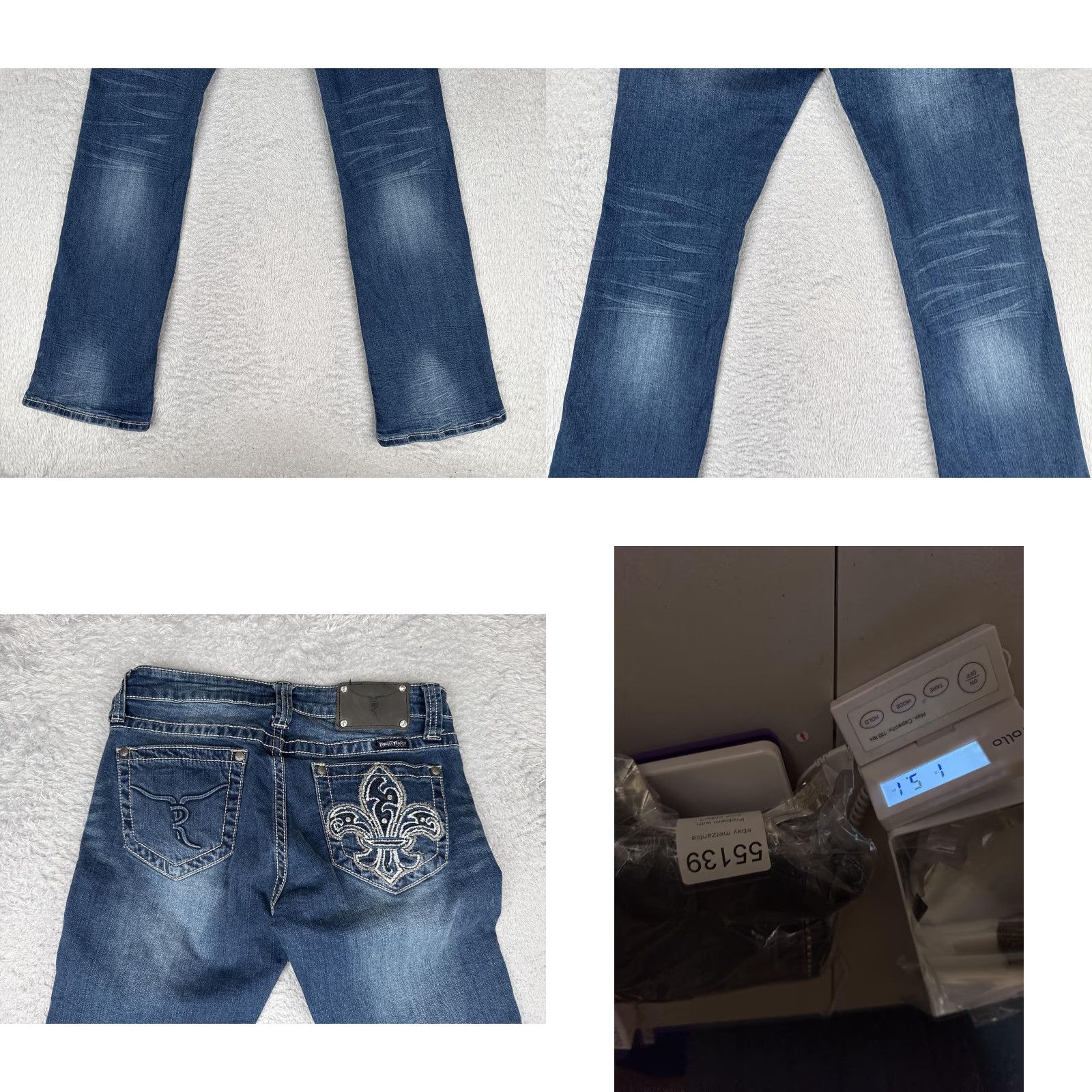 Vintage Trinity Ranch Jeans Bootcut Junior 5 Blue Mid Rise Embroidered Rhinestone Studded Embellished 29x34 Casual Western Cowboy Womens Size 27" / US 4 / IT 40 - 10 Thumbnail