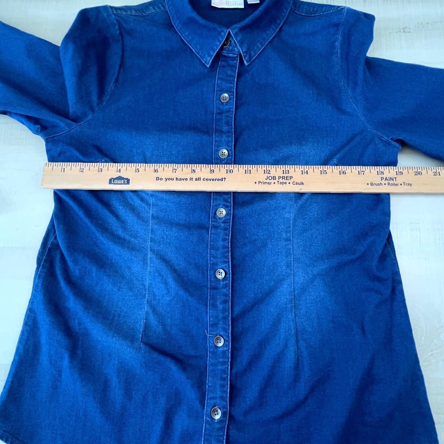 Vintage Belle Kim Gravel Womens Top XS Blue Chambray Button Up 3/4 Sleeve Shirt Size XS / US 0-2 / IT 36-38 - 6 Thumbnail