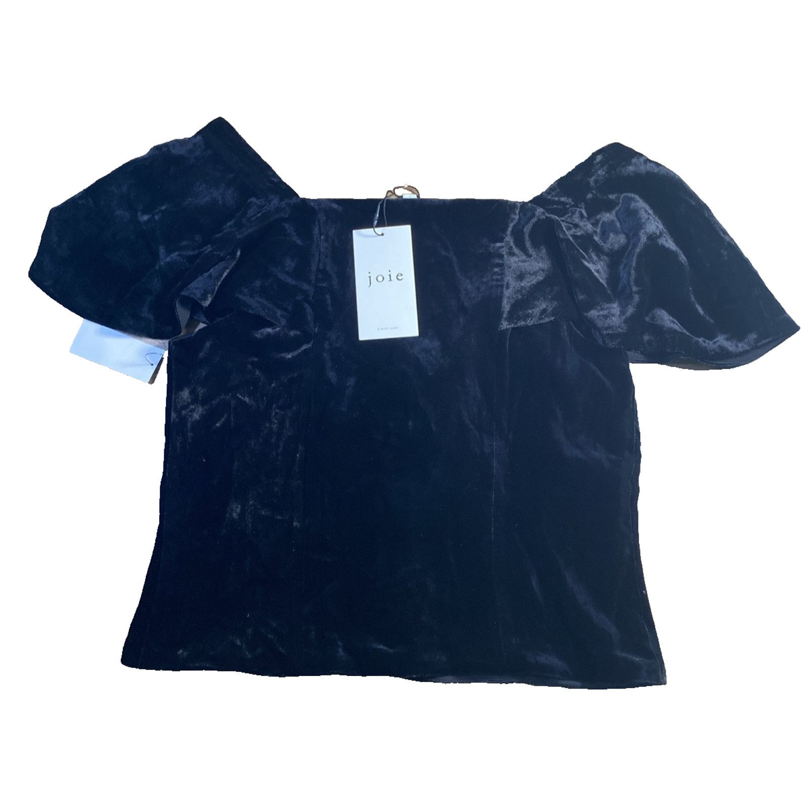 Joie Joie Juniper Velvet Flutter Sleeve Blouse Top Black Caviar Size M / US 6-8 / IT 42-44 - 4 Thumbnail
