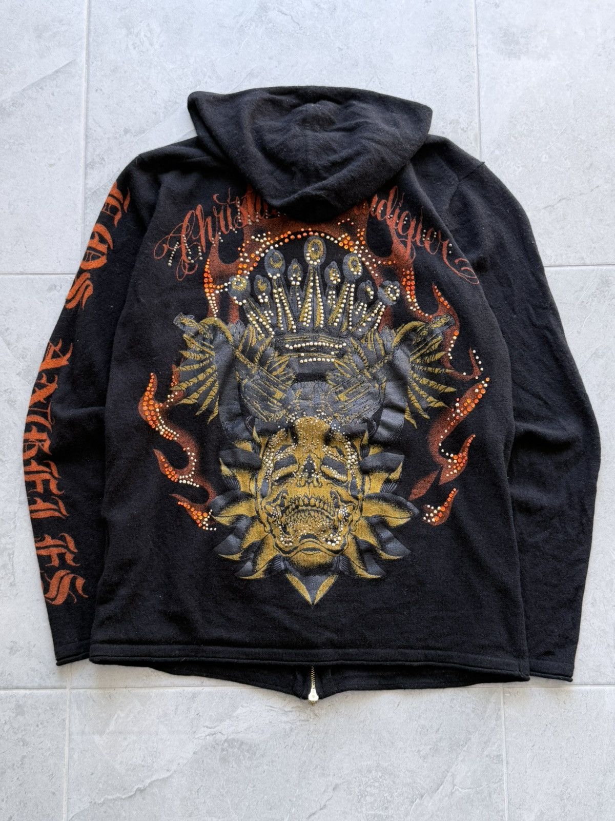 Vintage Y2K Christian Audigier Wool Zip Hoodie
