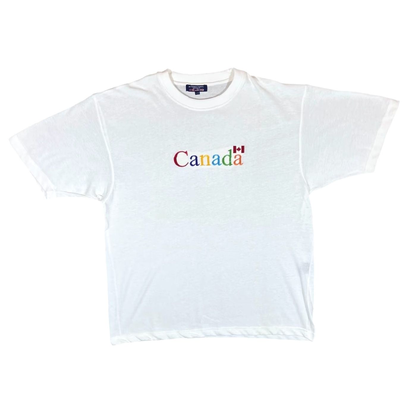Vintage VINTAGE International Sport CANADA Embroidered Rainbow White T-Shirt Large XL Mens Size US L / EU 52-54 / 3 - 2 Thumbnail