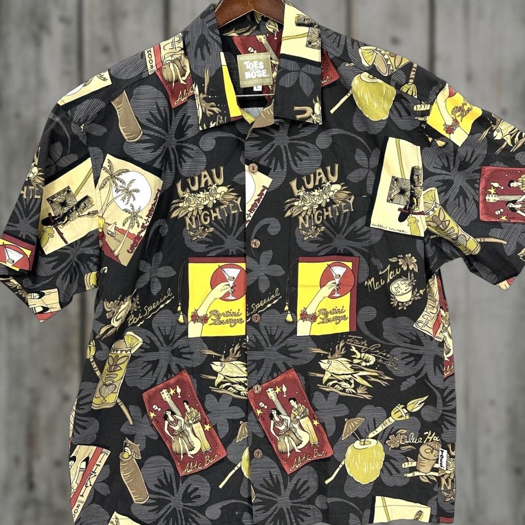 Vintage VINTAGE Toes On The Nose Hawaiian Shirt Mens L Tiki Bar Martini Lounge Aloha Luau Hula Size US L / EU 52-54 / 3 - 1 Thumbnail