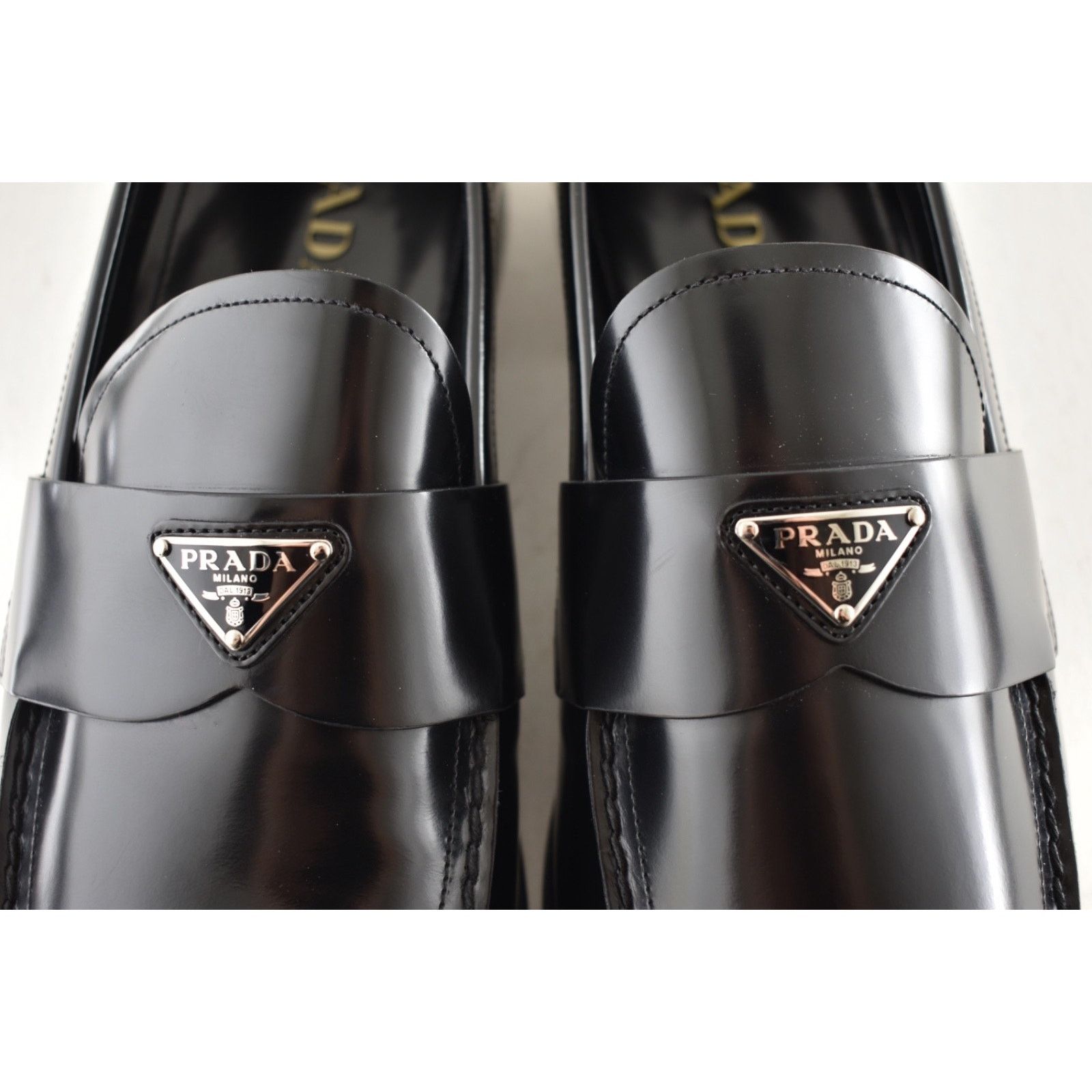 Prada Prada Black Brushed Leather Triangle Loafer US 13 Size US 13 / EU 46 - 11 Thumbnail