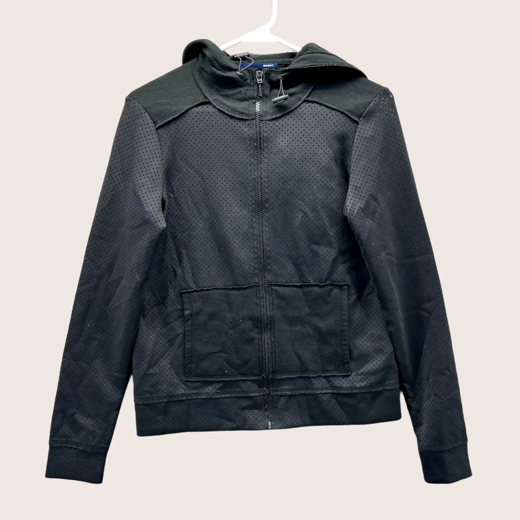 Elie Tahari VINTAGE Elie Tahari Sport Hoodie Womens XS Black Full Zip Perforated Athletic Jacket Size XS / US 0-2 / IT 36-38 - 1 Thumbnail