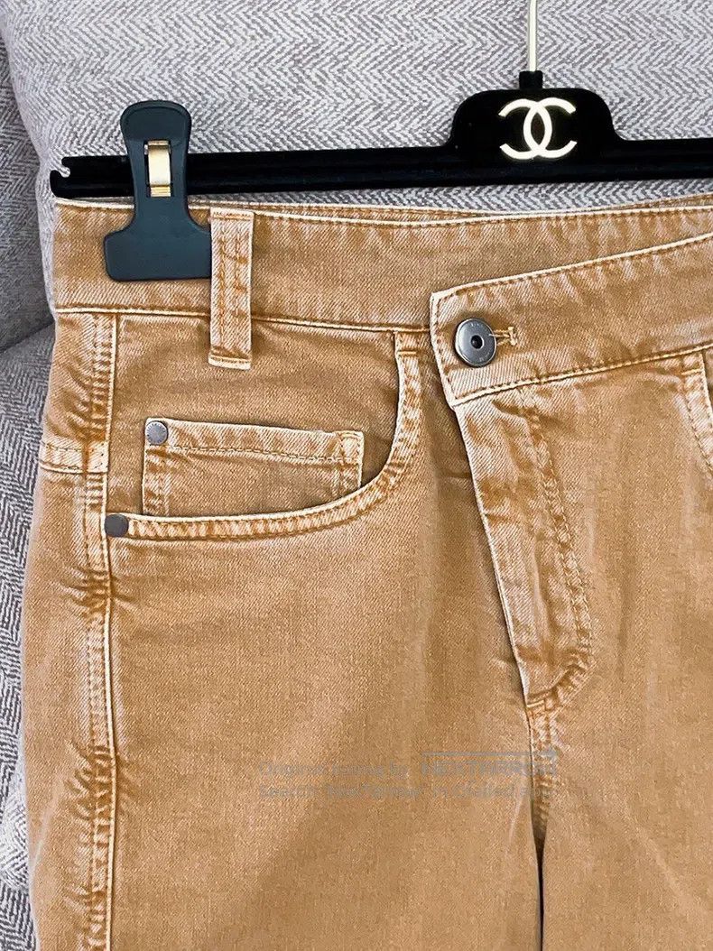 Brunello Cucinelli Brunello Cucinelli Beaded Decoration Khaki Irregular Jeans Size 24" / US 00 / IT 34 - 3 Thumbnail