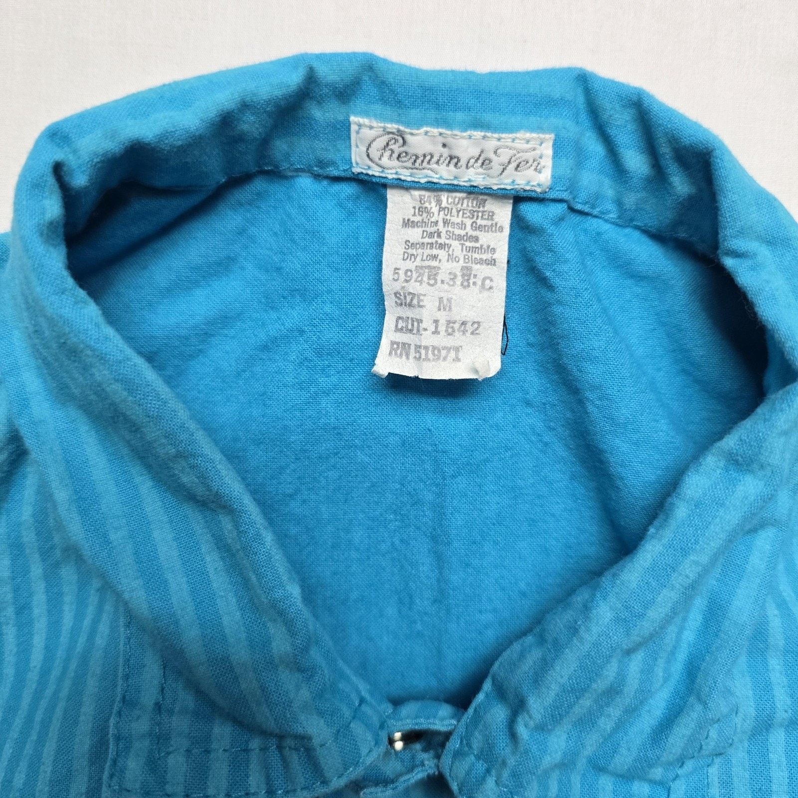 Vintage Vintage Chemin de Fer Vest M Blue Striped Snap Shirt 80s Size M / US 6-8 / IT 42-44 - 6 Thumbnail