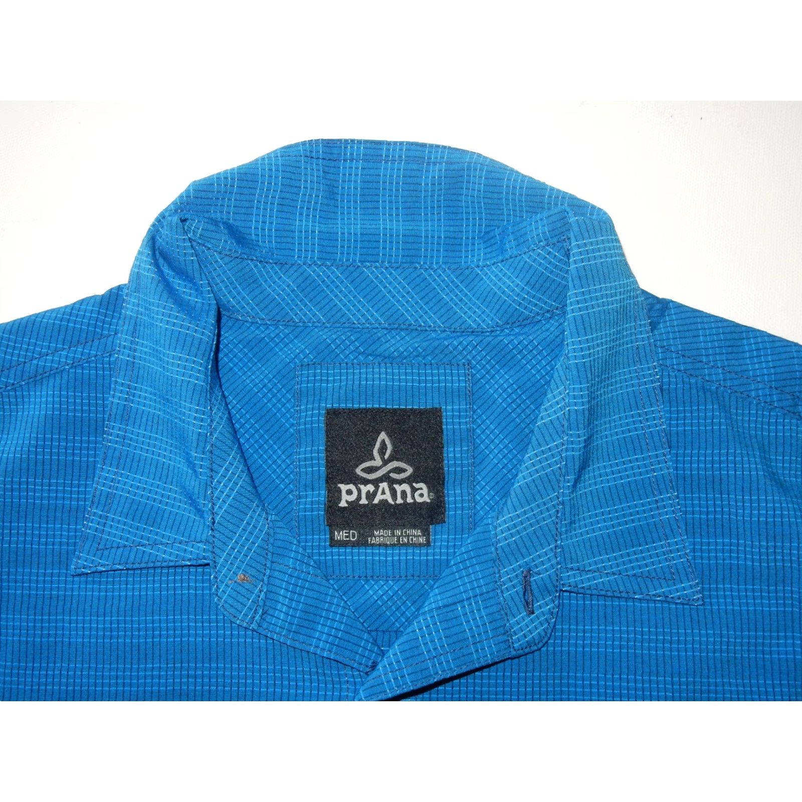 Prana Prana Men's Button-Front Shirt Size L Medium Sleeve Short Blue Polyester Button-Up Regular Men Size US M / EU 48-50 / 2 - 4 Thumbnail