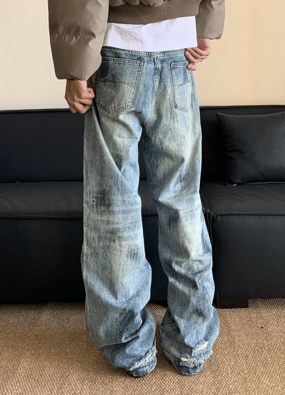 Japanese Brand × Vintage High street retro vintage washed dirty jeans pants Size US 31 - 5 Thumbnail