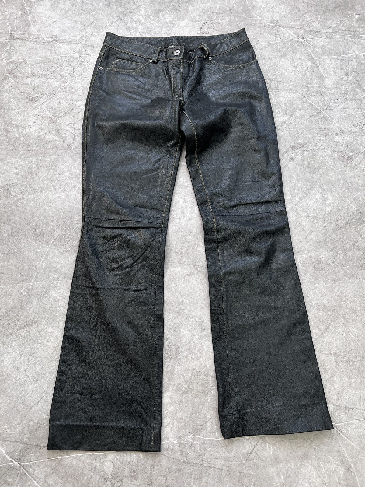 14th Addiction × Vintage VINTAGE zipper 14thaddiction style moto leather 90s pants Size US 30 / EU 46 - 2 Thumbnail