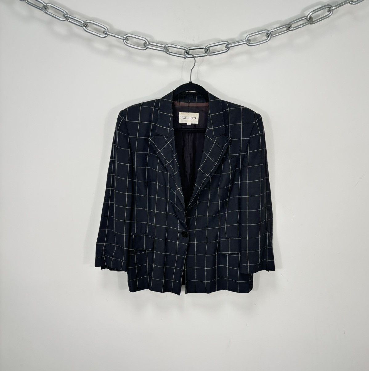 Iceberg Vintage Iceberg Women’s Checkered Luxury Linen Blazer Jacket Size L / US 10 / IT 46 - 1 Thumbnail
