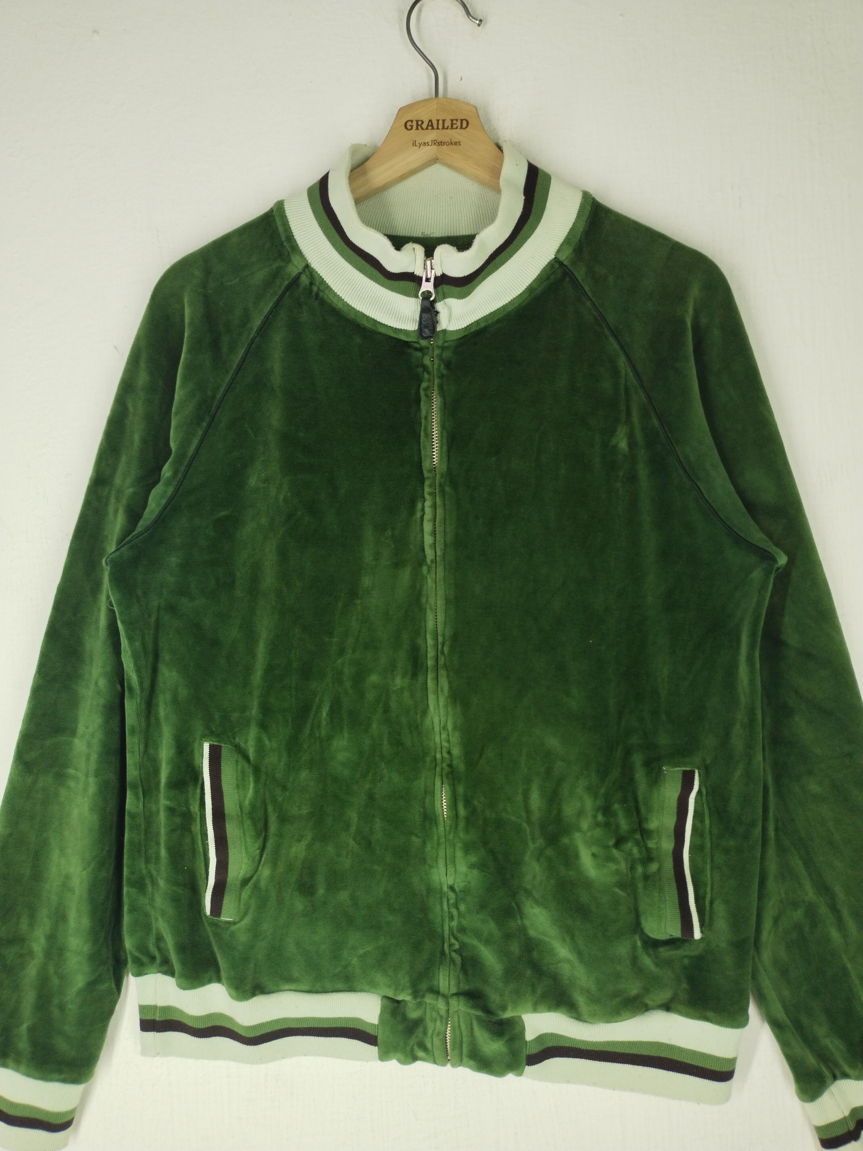 Blue Blue Japan Vintage Green Corduroy Zipper Gaijin Made Sweater Size US M / EU 48-50 / 2 - 4 Thumbnail