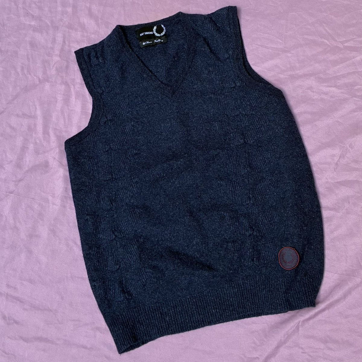 Fred Perry × Raf Simons RAF SIMONS x FRED PERRY navy blue knit wool gilet Size US M / EU 48-50 / 2 - 3 Thumbnail