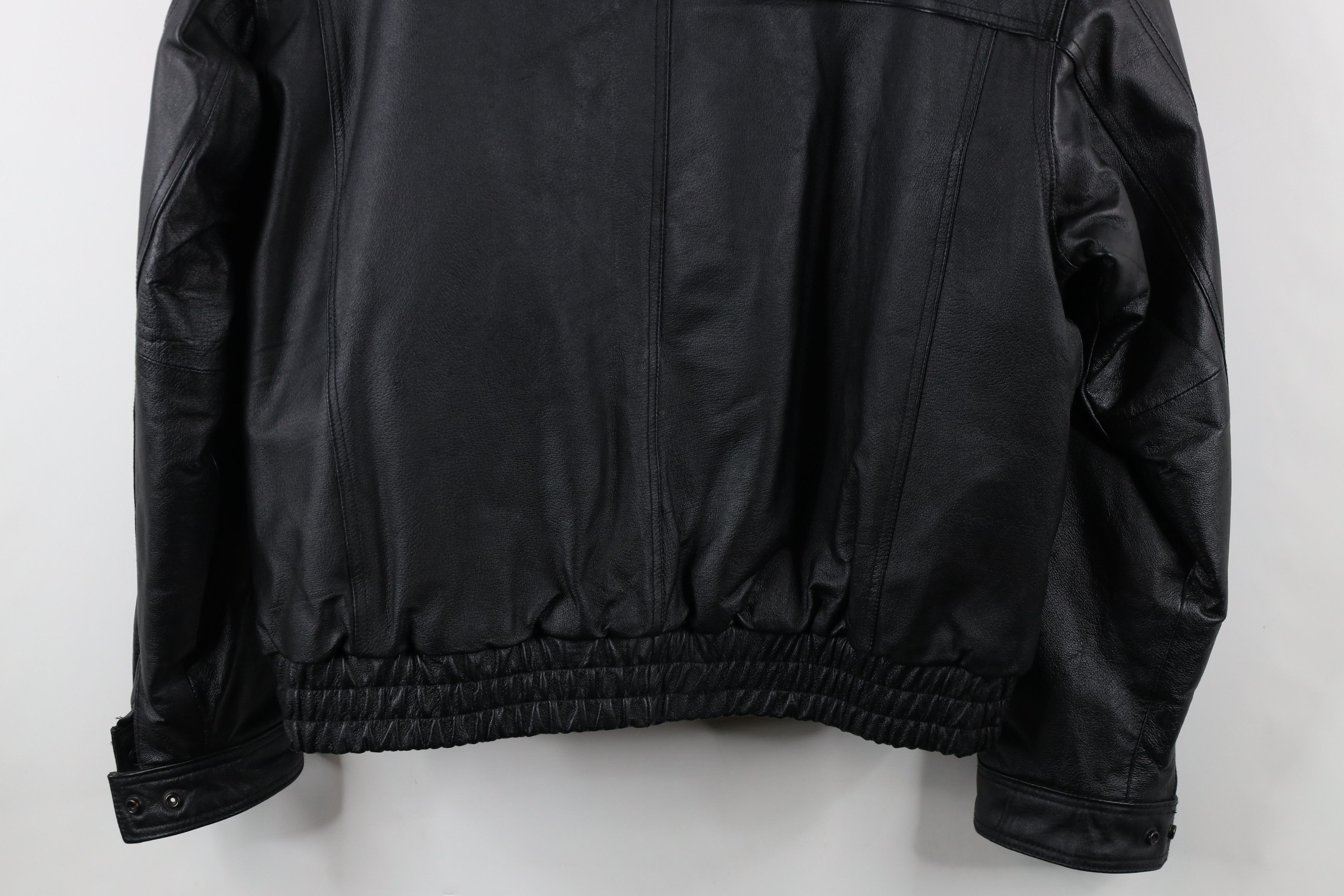 Vintage Vintage 90s Streetwear Leather Flight Bomber Jacket Black Size US L / EU 52-54 / 3 - 15 Thumbnail