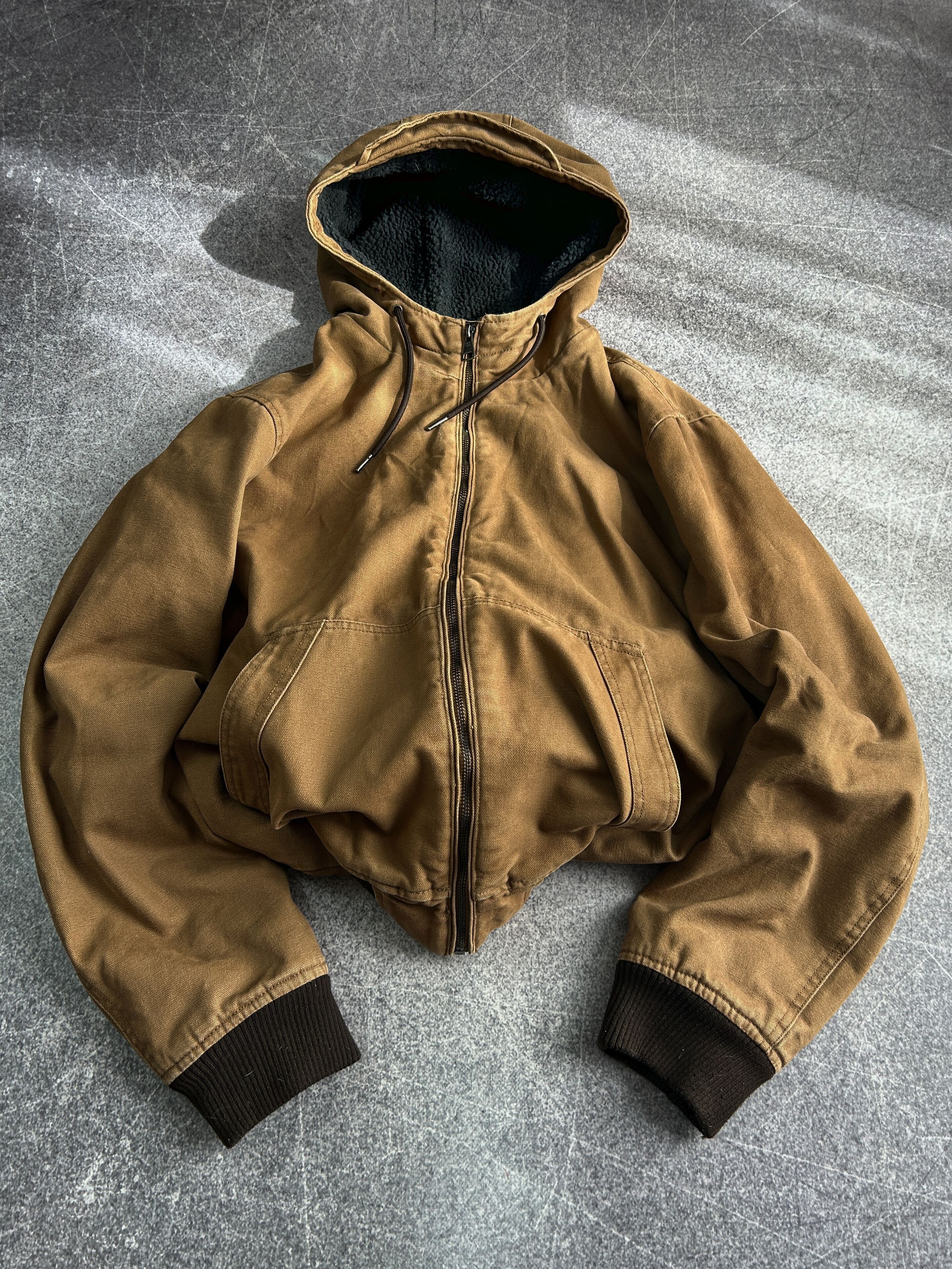 Vintage Canvas Hooded Jacket Workwear Fleece Lined Brown Size US XL / EU 56 / 4 - 1 Thumbnail