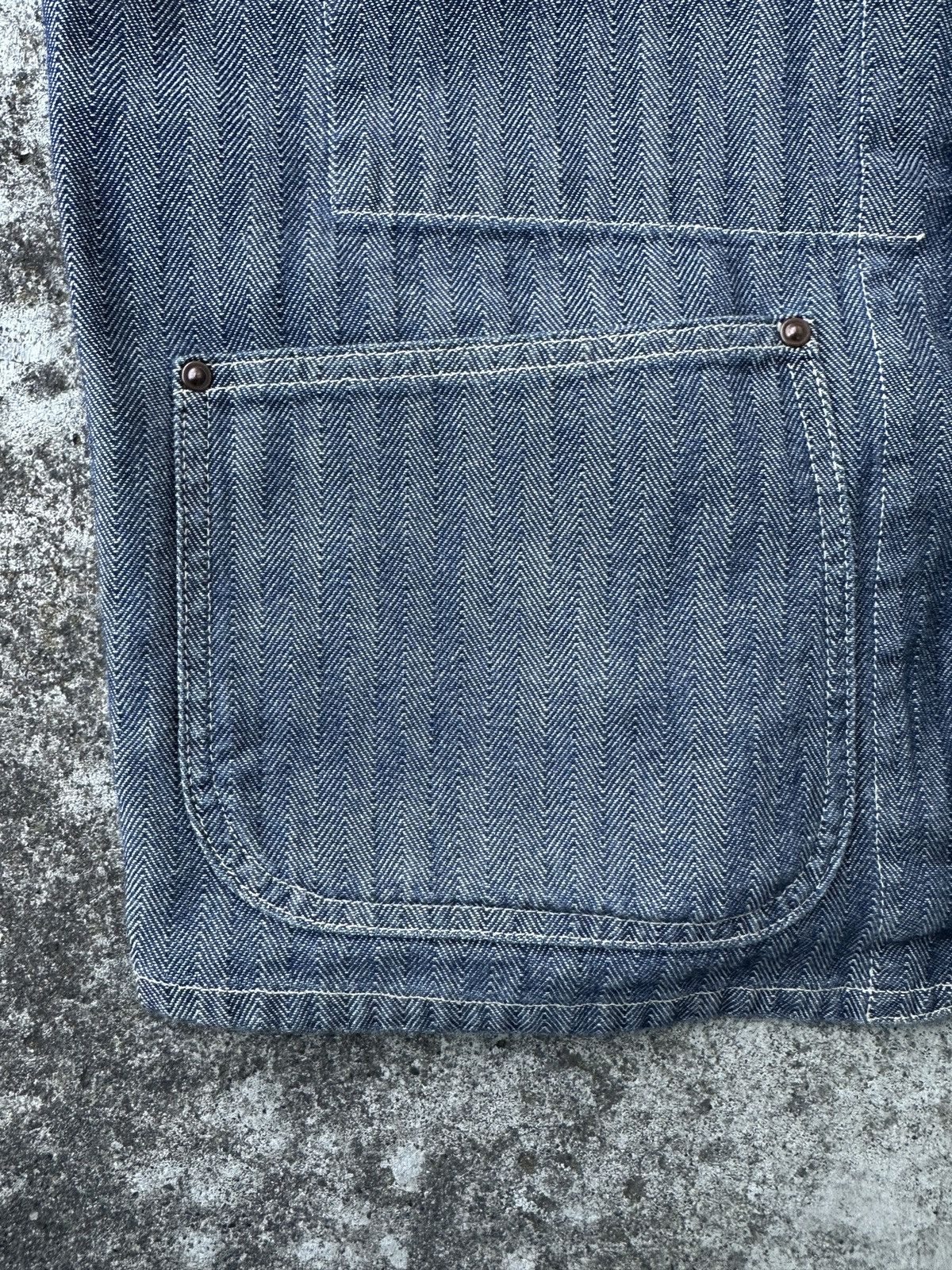 Sugar Cane Herringbone HBT chore denim work canvas buckle back vest Size US M / EU 48-50 / 2 - 8 Thumbnail