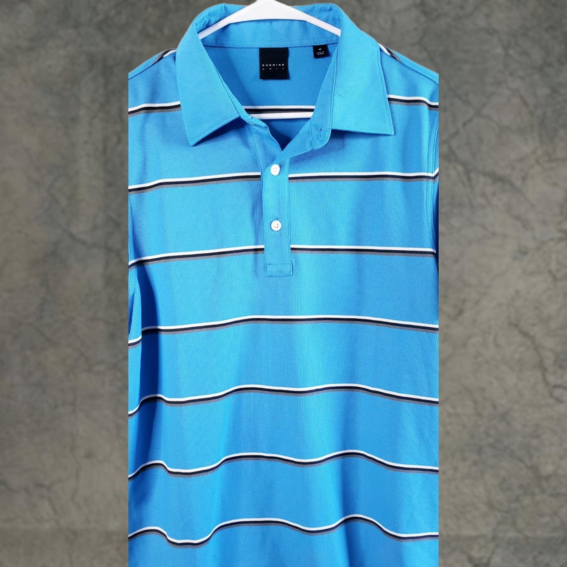 Vintage Dunning Polo Shirt Blue with Black White Stripes Short Sleeve Size M Men Shirt Polo Casual Activewear Golf Mens Size US M / EU 48-50 / 2 - 1 Thumbnail