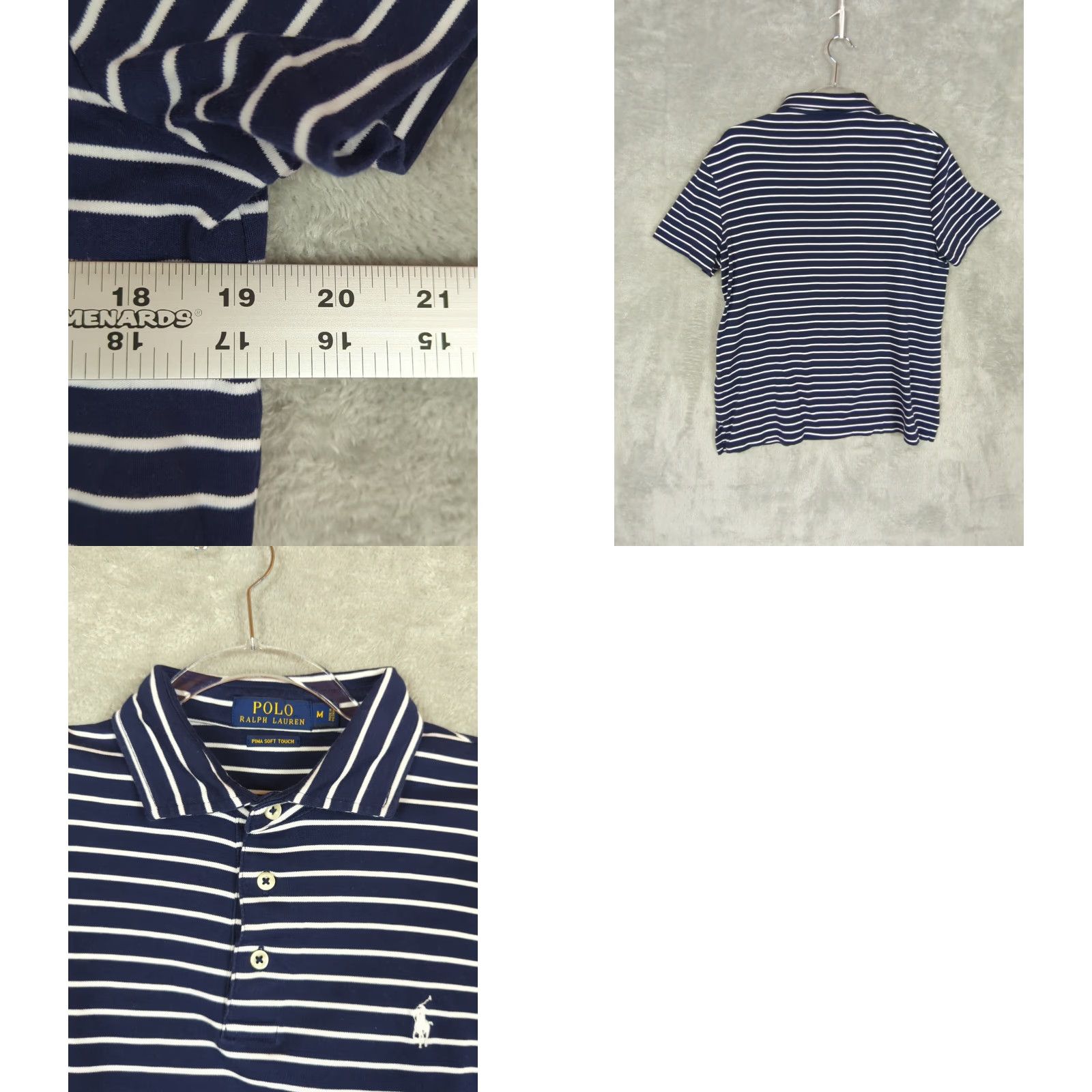 Polo Ralph Lauren Polo Ralph Lauren Polo Shirt Men’s M Navy/White Striped Short Sleeve Shirt Size US M / EU 48-50 / 2 - 8 Thumbnail