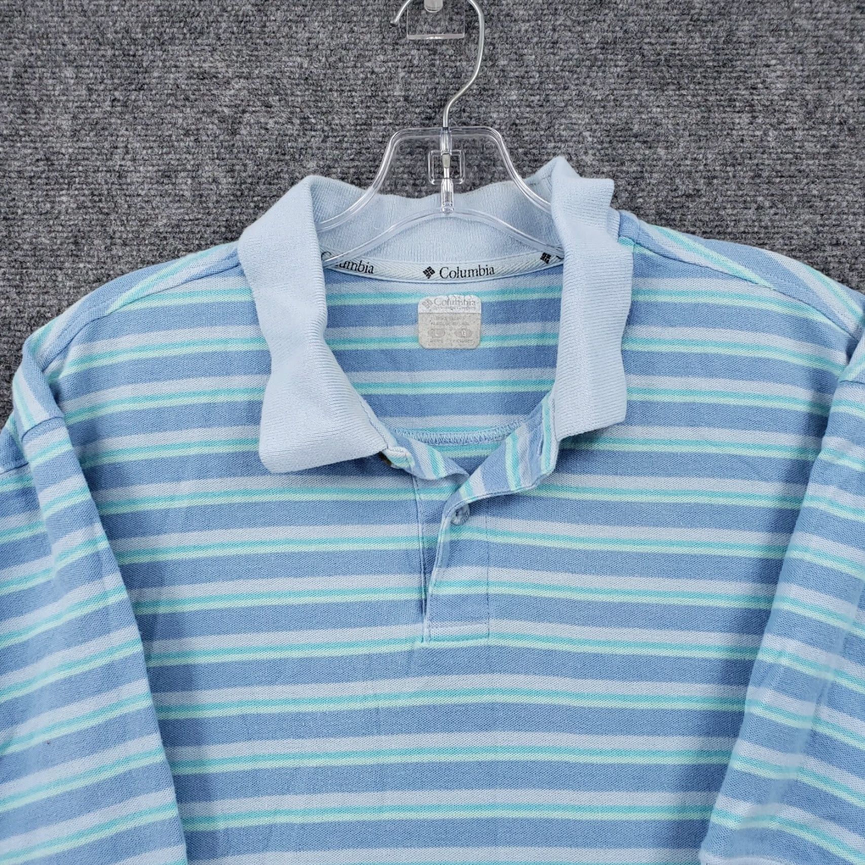 Vintage Columbia Polo Shirt Mens L Blue Striped Short Sleeve Collared Shirt Polo Size US L / EU 52-54 / 3 - 2 Thumbnail