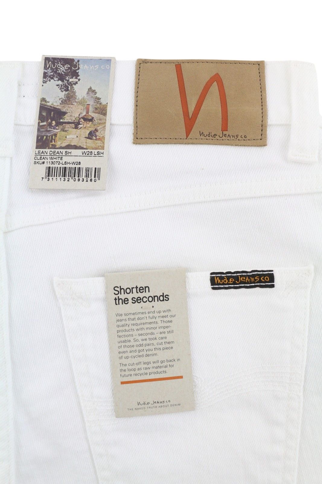 Nudie Jeans LEAN DEAN W28 Denim White Zip Cotton Turn Up Shorts 83840 Size US 28 / EU 44 - 5 Thumbnail