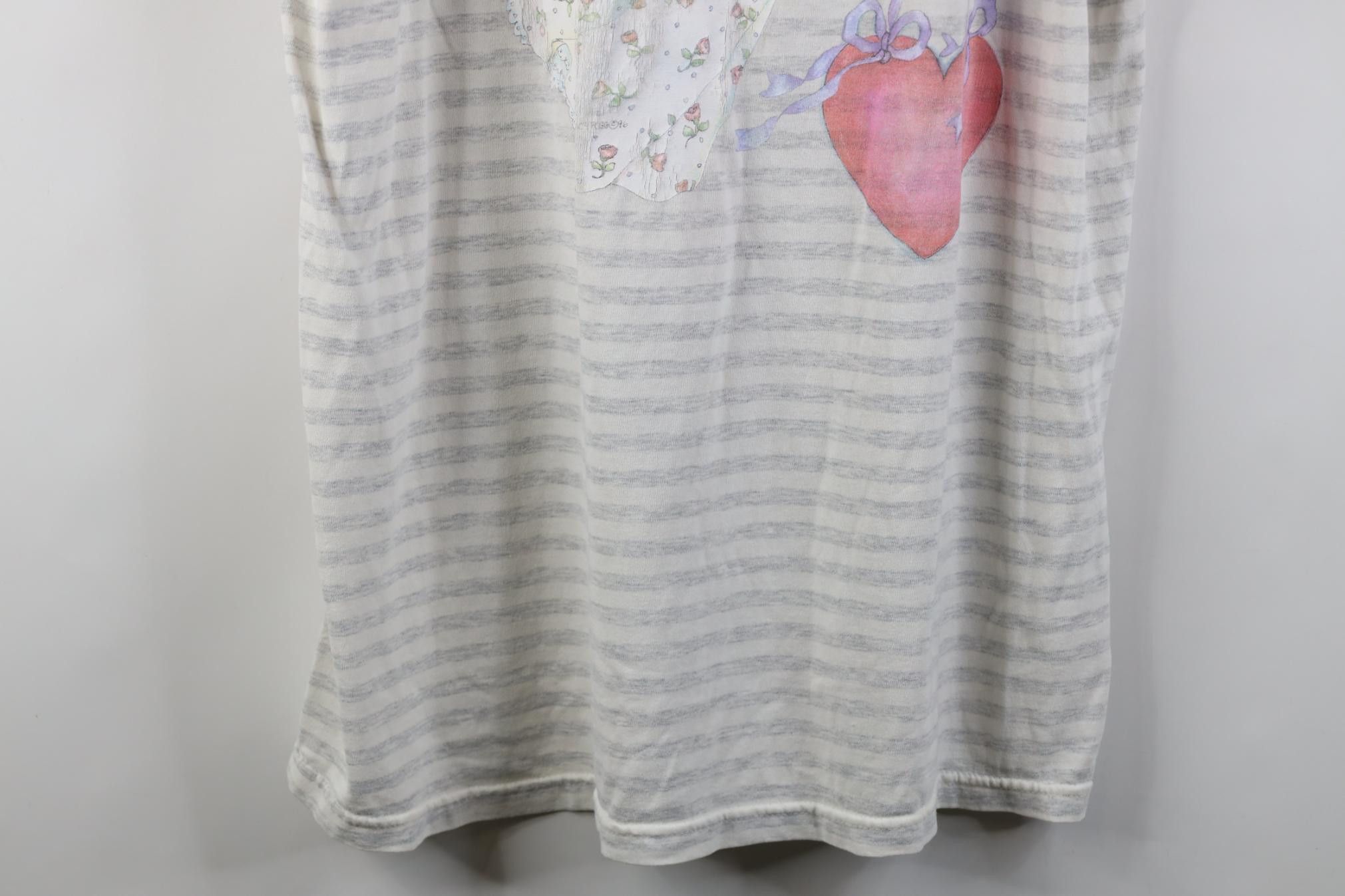 Vintage Vintage 90s Angel Bear Heart Striped Night Sleep T-Shirt USA Size ONE SIZE - 3 Thumbnail