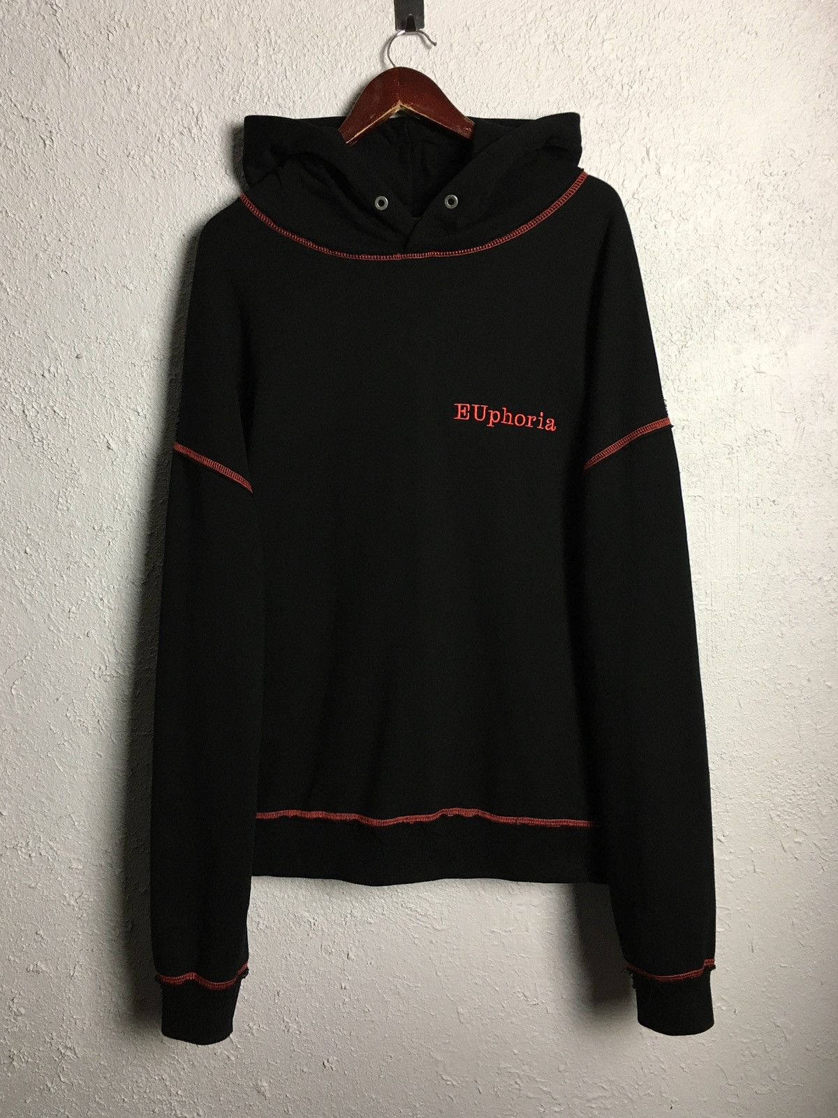 image of Hoodie Misbhv Euphoria Contrast Hood Sweatshirt Y2K Vintage in Black, Men's (Size XL)