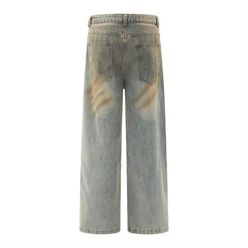 VIBE Men's punk trend loose straight washed distressed jeans Size US 32 / EU 48 - 3 Thumbnail