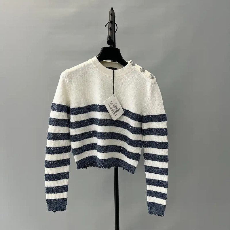 Balmain Balmain Striped Knit Sweater for Women 0089 Size S / US 4 / IT 40 - 1 Thumbnail